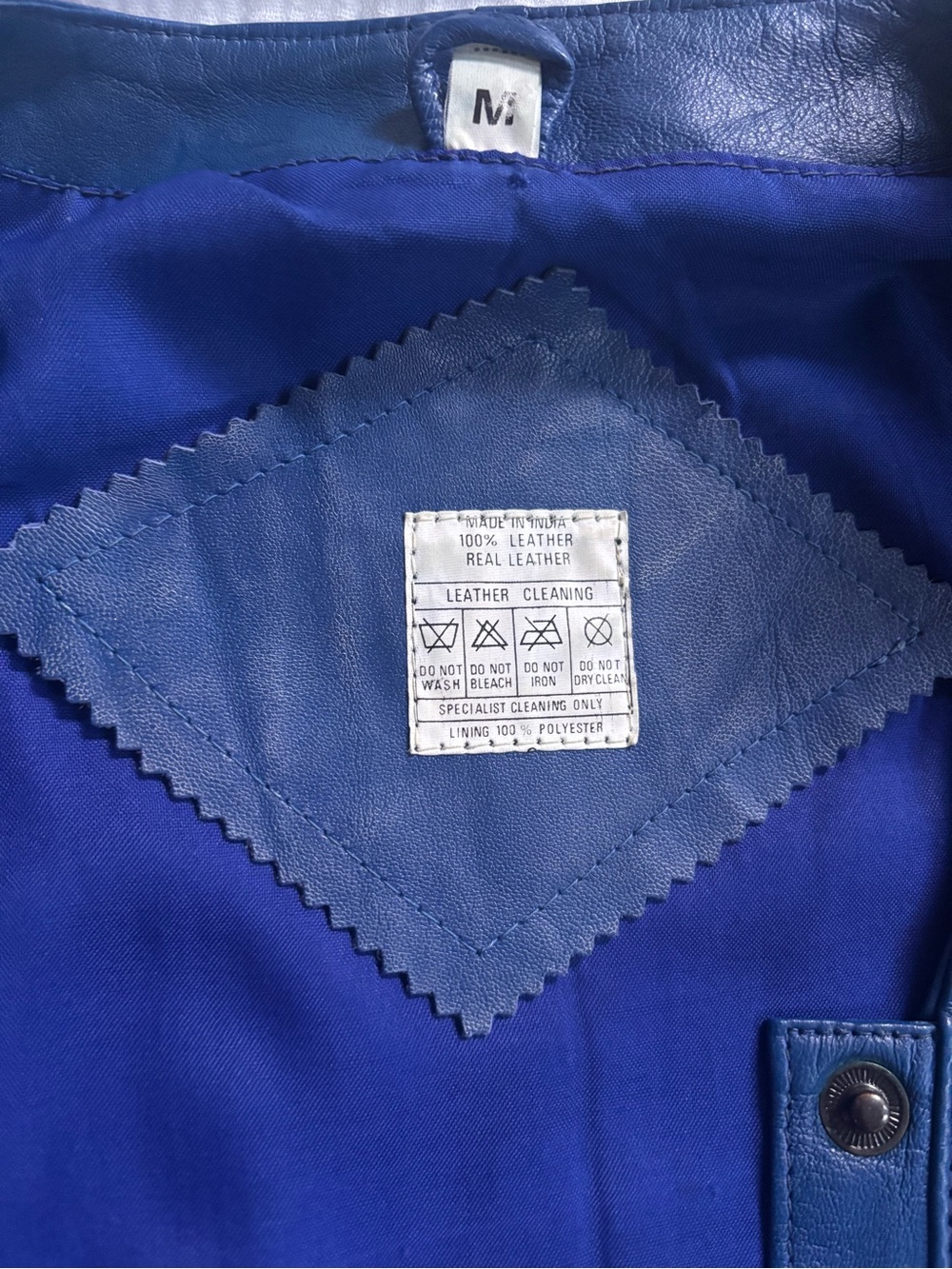 Vintage Blue Leather Skirt and Jacket Set with Gold Appliqué - Picture 4 of 16